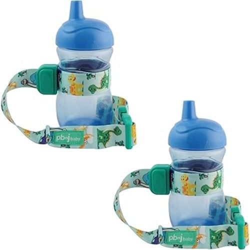 SippyPal Sippy Cup Holder Strap Leash Tether (Dinosaur 2-Pack)