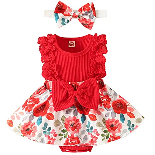 Mubineo Baby Girl Summer Clothes Outfits Sleeveless Lace Floral Romper Dress Newborn Outfit