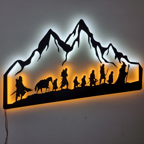 Vintage The Lord of the Rings LED Light Metal Wall Sign for Movie Room Decor, Unique Lotr Wall Art, Handmade Led Singage, Gift for Him