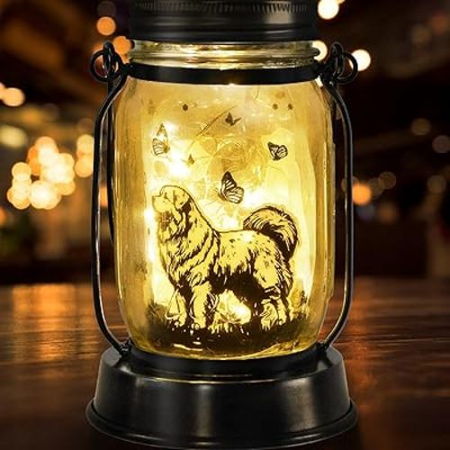 kyoryuger Pyrenees Gifts for Women/Men Pyrenees Dog Solar Lanterns Mom Birthday Dog Lovers Lantern Pet Loss Pet Memorial Lights Solar Garden Decoration for Yard, Patio,Backyard,Porch Torches Light