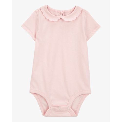 Baby Scalloped Collar Short-Sleeve Bodysuit - Pink - OshKosh B'gosh | Carter's
