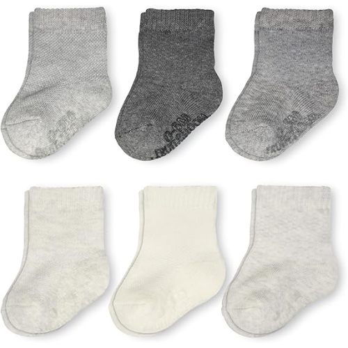 Fruit of the Loom All Weather Baby & Toddler Socks - Cotton Crew Socks with Grips for Boys, Girls and Unisex