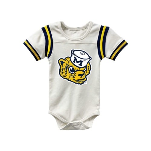 Wes and Willy Michigan Wolverines Baby WHITE Vault Raglan One Piece - 42151241