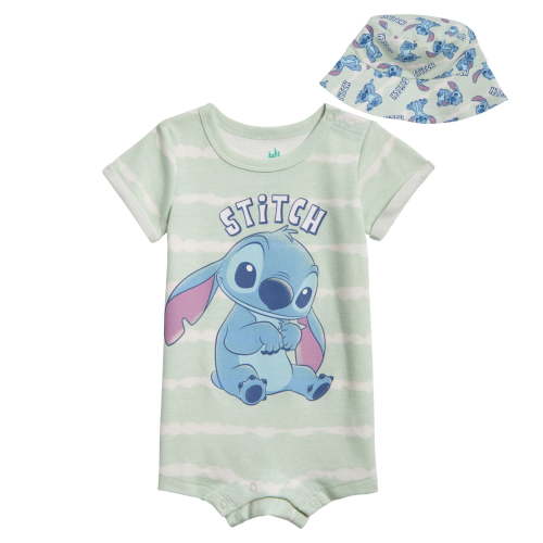Disney Lilo & Stitch Infant Baby Boys Romper and Hat Newborn to Infant