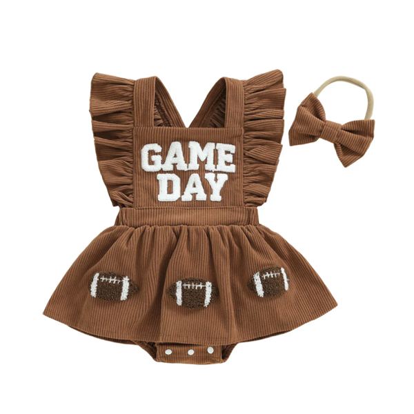 GAME DAY Corduroy Romper Dress - Hazel & Bo
