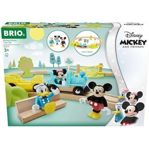 BRIO 32277 Mickey Mouse Train Set - Wooden Railway Adventure | FSC-Certified Wood | Magnetic Couplings | Skill Development Toy | Ideal Gift for Kids