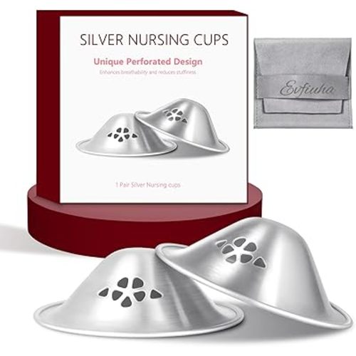 999 Silver Nursing Cups, Original Perforated Breathable Design, FSA&HSA Eligible Silver Nipple Covers for Breastfeeding Essential, Nipple Shields for Breastfeeding Newborn (Regular)