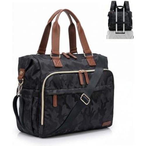 Bolsa de pañales para mamá, mochila de gran capacidad, bolsa de pañales esencial de viaje para mamá y papá, color negro (camuflaje negro)