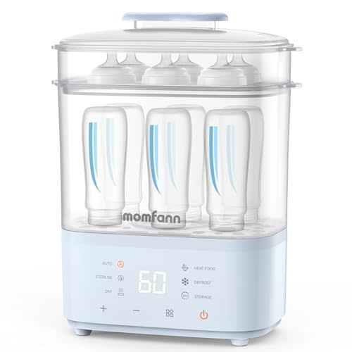 Momfann Bottle Sterilizer and Dryer, 8-in-1 Electric Steam Sterilizer for Baby Bottles, Baby Items & Breast Pump Accessories (Blue)
