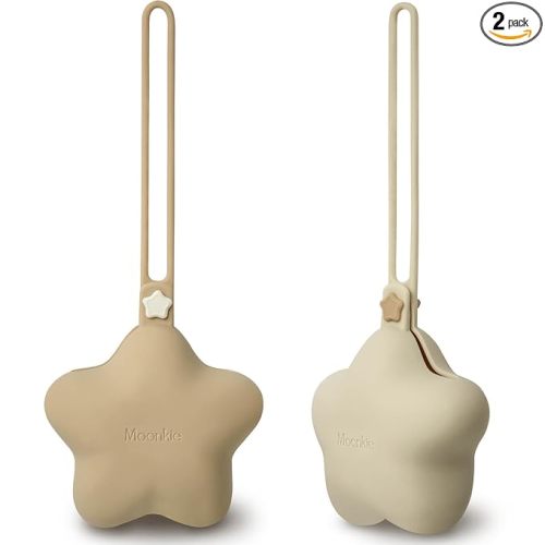 Moonkie Silicone Pacifier Holder Case, Cute Portable Pacifier Storage Case, 2 Pack
