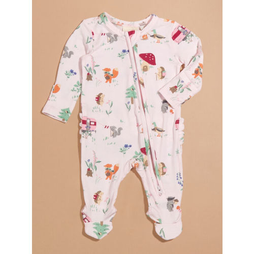 Animal Campers Ruffle Footie in Pink | Tullabee