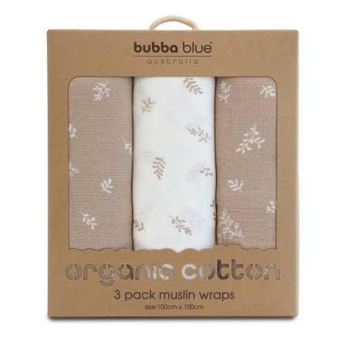 Bubba Blue Organic Wrap 3 Pack Chestnut