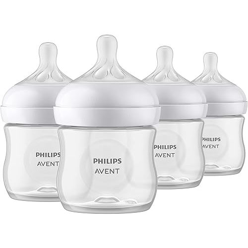 Philips AVENT Natural Baby Bottle with Natural Response Nipple, Clear, 4oz, 4pk, SCY900/04