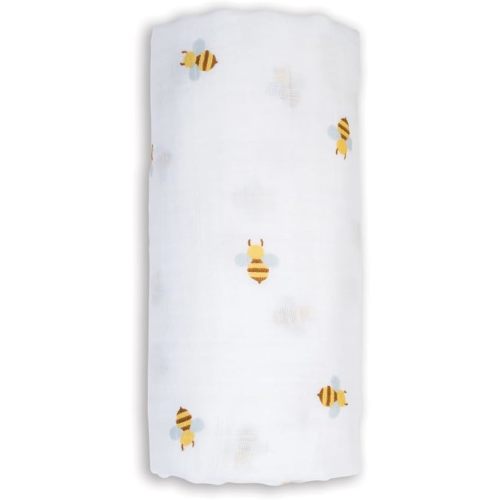 lulujo Baby Swaddle Blanket Unisex Softest 100% Cotton Muslin Swaddle Blanket Neutral Receiving Blanket for Girls & Boys| 40in x 40in| Baby Gift| Bees