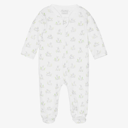 Kissy Kissy - White Cottontail Hollows Pima Cotton Babygrow | Childrensalon