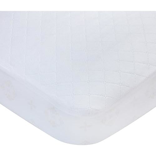 Carters Waterproof Fitted Crib Mattress Pad and Toddler Crib Mattress Protector - Baby Crib Mattress Cover - Protective Sheet for Boys and Girls Bedding Sets White