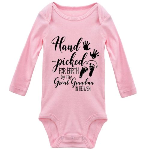 Hand Picked for Earth by My Great Grandma in Heaven Newborn Universal Short Sleeve Bodysuits