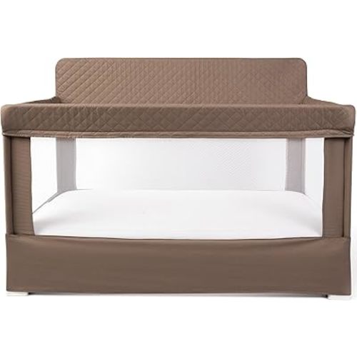 Baby Delight Lunaire Full Size Crib & Playard | Breathable Mesh Baby Crib | Tool-Free Assembly Baby Bed | 100% GOTS Certified Organic Cotton Fabric | Organic Mocha