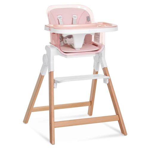 Evolur TinyThrone 2-in-1 Highchair in Grapefruit Pink, Baby High Chair Converts into Booster Seat & Adult Stool, Removable Tray and Easy to Clean