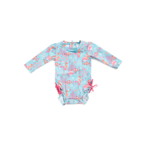 Infant Girls Ocean Tides Long Sleeve Rash Guard One-piece Swimsuit | Baby Girls (0-24m) | Marshalls