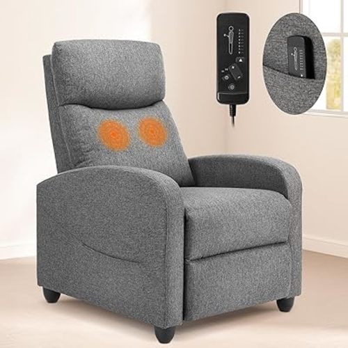 SMUG Recliner Chair Living Room Recliner with Adjustable Backrest and Footrest Modern Design for Home Upholstered Armchair in Soft Fabric, Grey, Linen