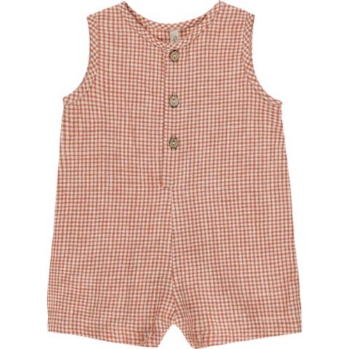 Check Linen Blend Short Romper, 6-12M
