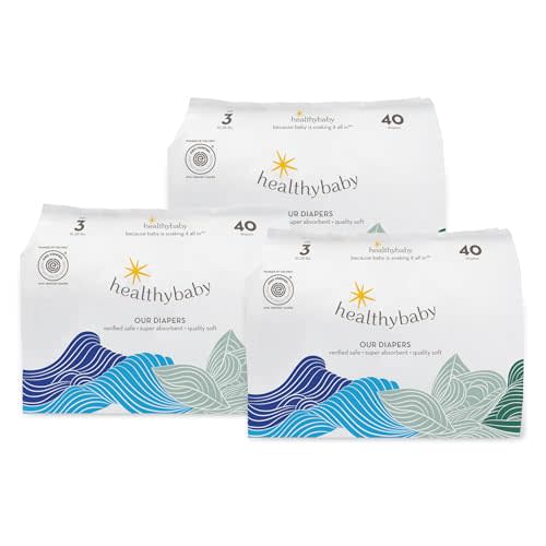 Our Diapers | EWG Verified Safe & Plant-Based Diapers | Leak Protection | Soft Organic Cotton Shell | Chlorine-Free Diaper for Sensitive Skin | Size 3 (16-28 lbs) 120 Count