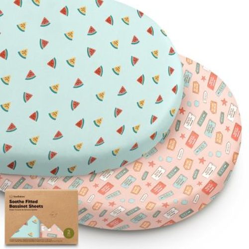 KeaBabies Organic Bassinet Sheet for Baby Girls, Boys, 2-Pack Soothe Bassinet Fitted Sheets, Bedside Bassinet Mattress Sheet