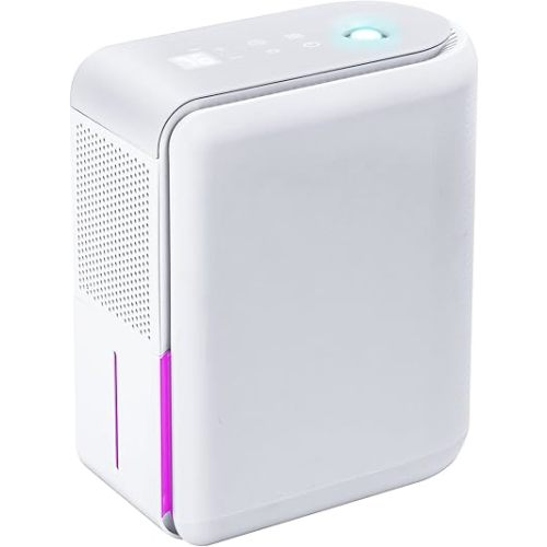 2 In 1 Small Humidifier Dehumidifier Combo, Humidifiers Dehumidifier For Home Bedroom With Drain Hose Temperature Display,4 Modes,7 Color LED Lights,Timer Set