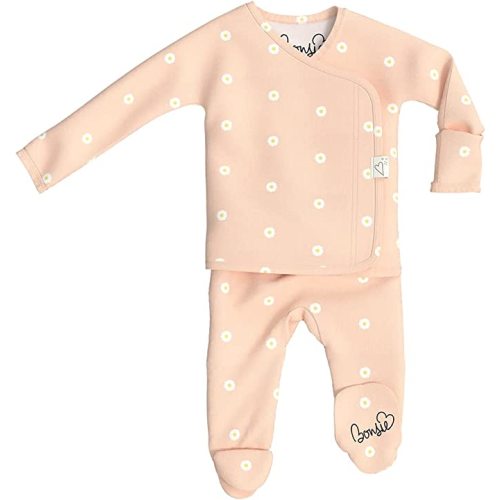 Bonsie Skin to Skin Babywear Footie Bodysuit - Baby Footed One Piece with Flower Pattern - Little Daisy