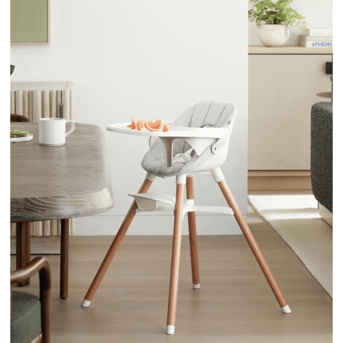 Lalo High Chair + Cushion - Coconut/Grey