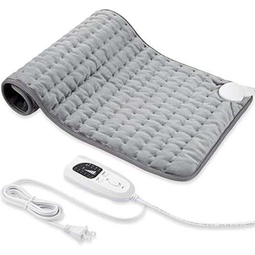 Electric Heating pad with 6 Heat Settings, Auto Shut Off, Dry Electric Heating for Back Neck Knee Arms Legs Shoulder Heat Pads for Christmas Birthday Father's Day Mother's Day (24"X12", Silver Gray)