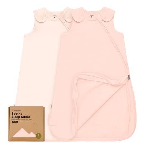 2-Pack Organic Baby Sleep Sacks, 100% Cotton - Soft & Breathable 0.5TOG Baby Wearable Blanket, Toddler Sleeping Sack 0-6 Months, Easy to Wear Transitional Swaddles for Newborns, Infants(Mist Rose, S)