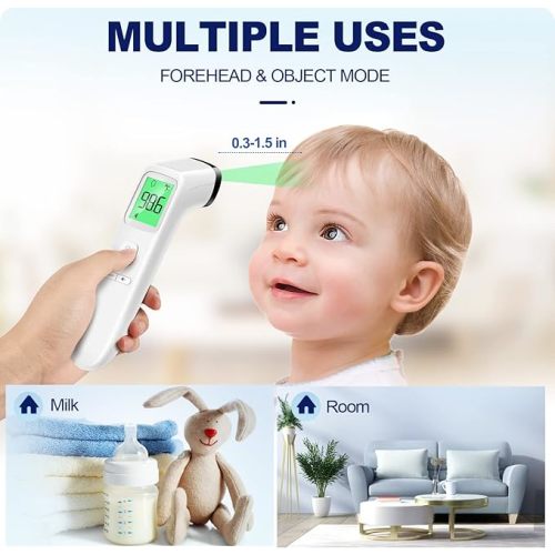 No-Touch Thermometer for Adults and Kids, Digital Accurate Baby Thermometer with Fever Alarm, 1 Second Fast Result, FSA HSA Eligible, Easy to use, 2 in 1 Mode Health Care Thermometer - white