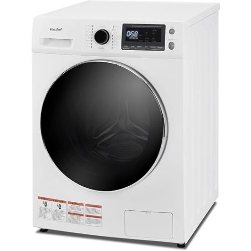 COMFEE’ 24" Washer and Dryer Combo 2.7 cu.ft 26lbs Washing Machine Steam Care, Overnight Dry, No Shaking Front Load Full-Automatic Machine, Dorm White