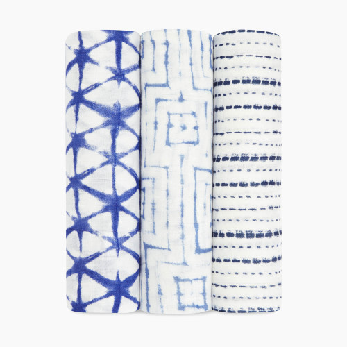 Aden + Anais Silky-Soft Swaddles 3-Pack - Indigo Shibori