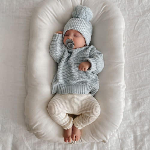 2PCS Solid Color Knitted Long Sleeve Baby Top With Hat
