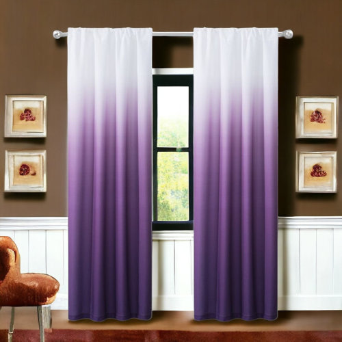 Wade Logan® 84" Purple Ombre Window Curtain Panels "& Reviews" | Wayfair