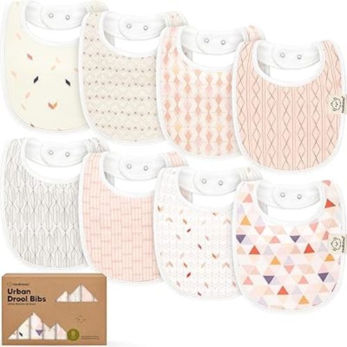 8-Pack Organic Baby Bibs for Boys, Girls - Soft Cotton Drooling and Teething Baby Bibs, Baby Girl Bibs, Baby Boy Bibs, Baby Drool Bibs for Baby Girl, Boy, Newborn Infant Bibs (Prism)
