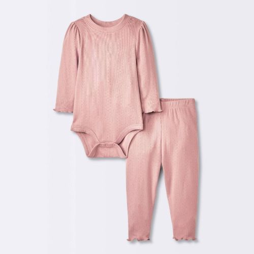 Baby Girls' 2pc Pointelle Set - Cloud Island™ Pink