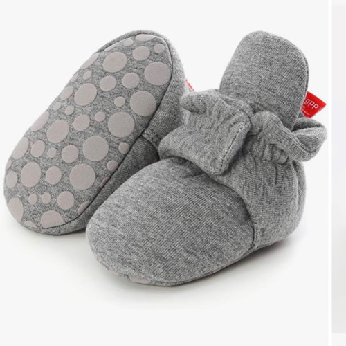 HsdsBebe Unisex Newborn Baby Cotton Booties Non-Slip Sole for Toddler Boys Girls Infant Winter Warm Fleece Cozy Socks Shoes