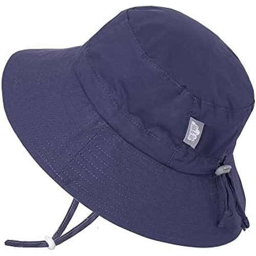 JAN & JUL Grow-with-Me Cotton Bucket Sun-Hat for Baby and Kids Navy 6-24 months