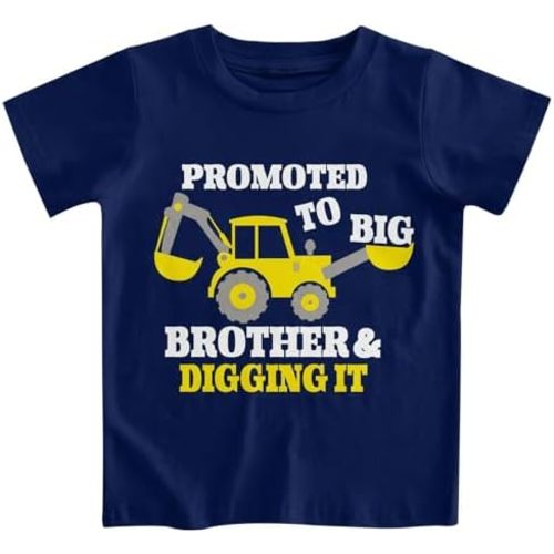Funnycokid Big Brother T Shirt for Toddler Boys Tee Construction Promoted Short Sleeve 1-6 Years