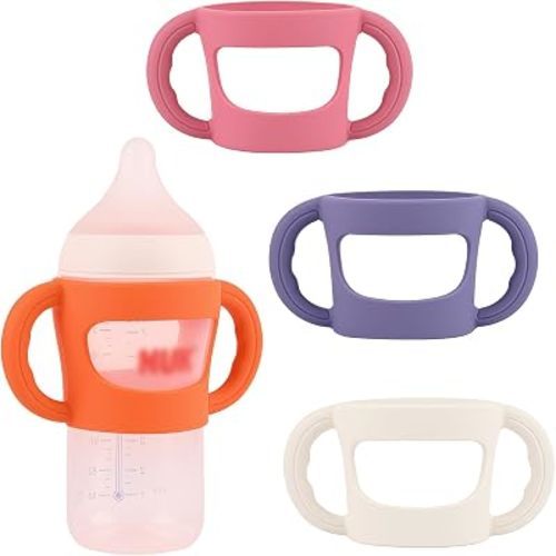 4 Pack Baby Bottle Handles, Silicone Sleeves for NUK Baby Bottles