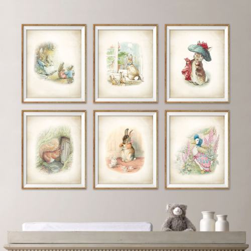 Beatrix Potter Nursery Art Prints. Beatrix Potter Character Illustration. Peter Rabbit Nursery Art. Beatrix Potter Art. Beatrix Potter Decor