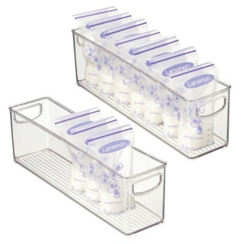 mDesign Plastic Nursery Storage Container Bin with Handles, Color: Clear, Size: 16 x 4 x 5, 2 pack