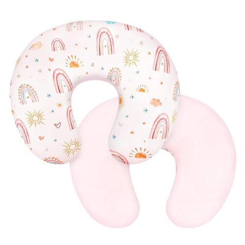 Nursing Pillow Cover 1 Pack, Removable Nursing Pillow Cover for Breastfeeding Pillows, Super Soft Comfortable Slipcover for Boy and Girls, Pink & Sunshine Rainbow