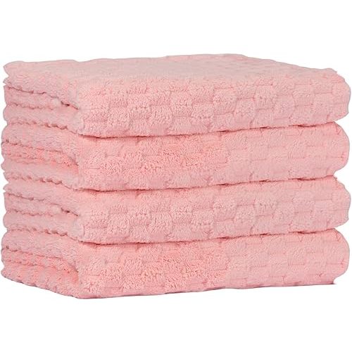4 Extra Fluffy & Soft Bath Towels - 27x54 Inch - for Home, Hotel & Spa,Lightweight and Highly Absorbent Quick Drying Towels, Perfect for Daily Use,Perfect Bathroom Towels (Pink)