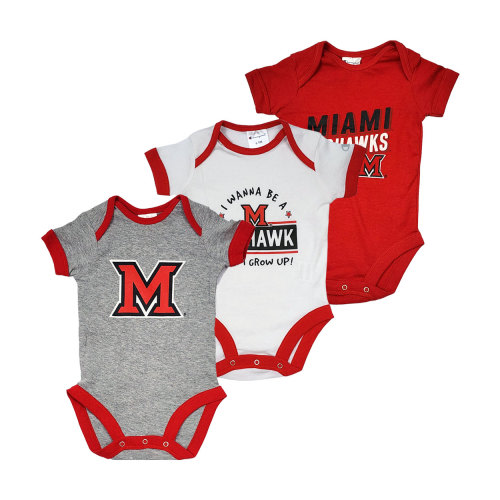 Champion Miami RedHawks 3pk Infant Onesies | DuBois Book Store - Oxford, OH