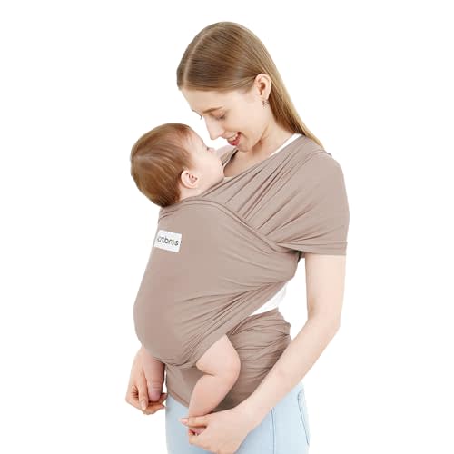 Acrabros Baby Wrap Carrier,Hands Free Baby Carrier Sling,Lightweight, Breathable,Softness,Perfect for Newborn Infants and Babies Shower Gift,Dark Cappuccino
